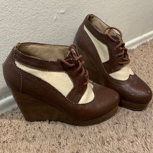 Brown wedge heels